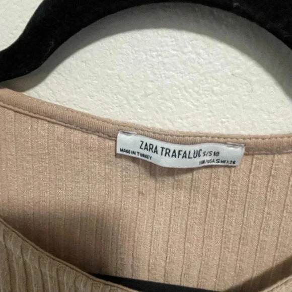 Zara trafaluc ribbed crop top with tie size Small - Picture 3 of 3